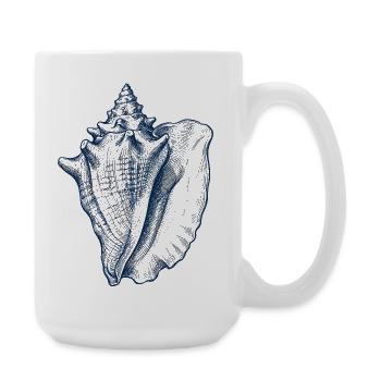 Illustration de coquillages en bleu - Grande tasse 440 ml - blanc - Droite