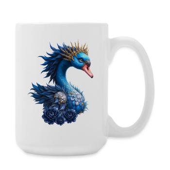 Royal Blue Bird with Crown - Large Mug 440 ml - white - Right