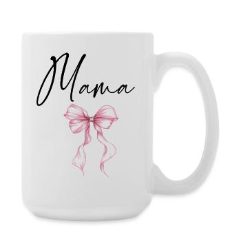 Mama Design mit Rosa Schleife – Süßes Mama Motiv - Große Tasse 440 ml - Weiß - Rechts