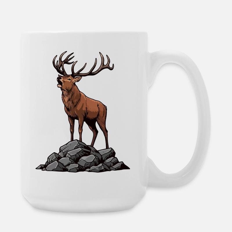 Majestic Deer Powerful Rutting Wilderness - Large Mug 440 ml - white