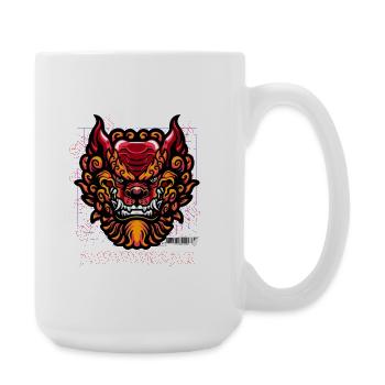 Neon Dragon Portrait Fire - Large Mug 440 ml - white - Right