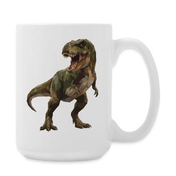 Geometrischer grüner T-Rex Low Poly Tarnmuster - Große Tasse 440 ml - Weiß - Rechts