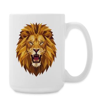 Geometric Roaring Lion Head Low Poly Art - Large Mug 440 ml - white - Right