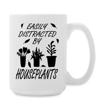 Leicht von Zimmerpflanzen abgelenkt - Große Tasse 440 ml - Weiß - Rechts