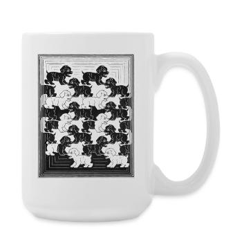 Dachshund Puppies in Monochrome Pattern - Large Mug 440 ml - white - Right