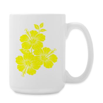 Yellow Hibiscus Triple Flower Silhouette - Large Mug 440 ml - white - Right