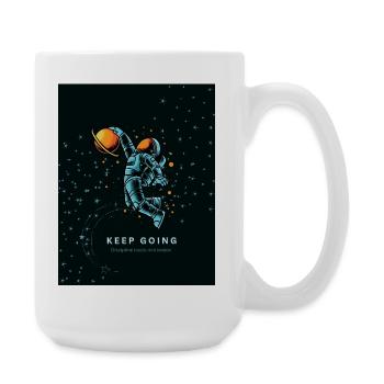 Bleu_SpaceModernSimpleT-ShirtNeverGiveUpMotivation - Large Mug 440 ml - white - Right
