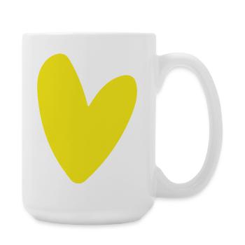 Cœur jaune sur noir Minimalisme lumineux - Grande tasse 440 ml - blanc - Droite