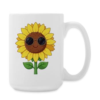 Gelbe Blume Sonnenblume Blüte Geschenk Hippie - Große Tasse 440 ml - Weiß - Rechts