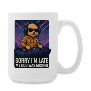 Maltipoo DJ chien avec casque et lunettes de soleil - Grande tasse 440 ml - blanc - Droite