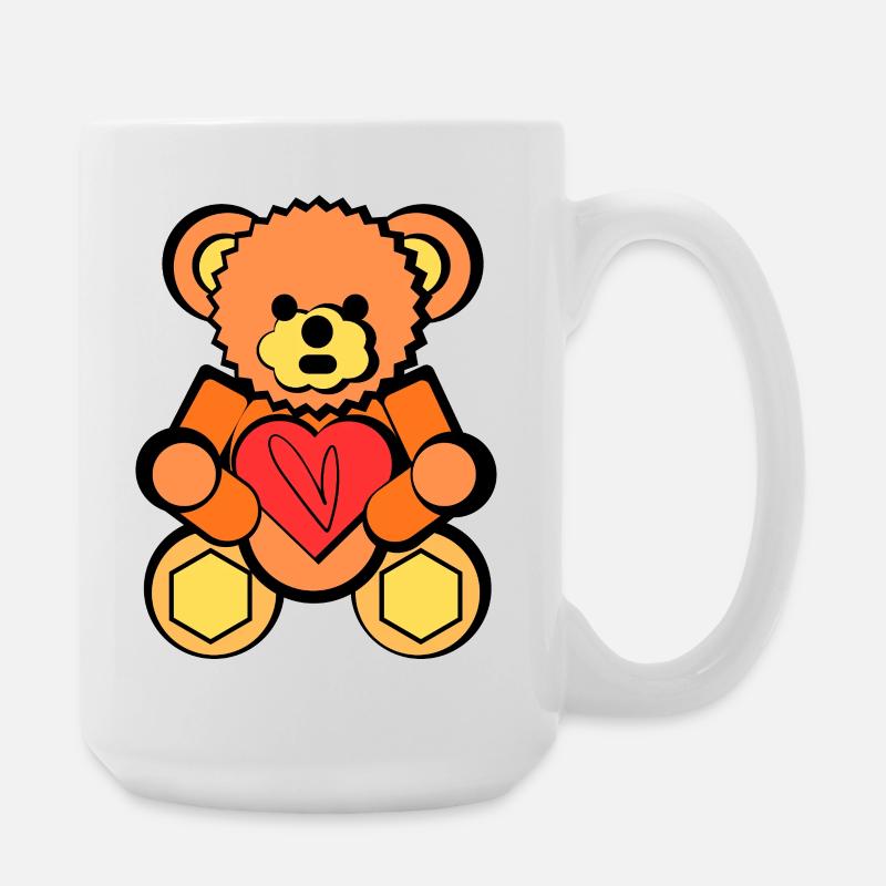 Ours avec art de bloc de cœur - Grande tasse 440 ml - blanc