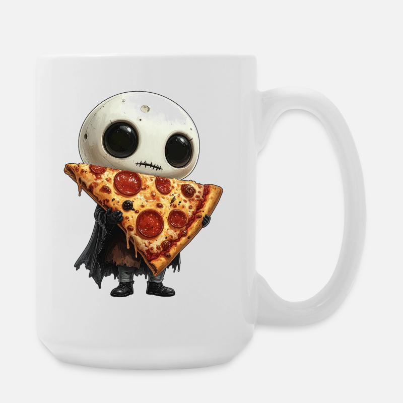 Creepy Cute Pizza Pepperoni - Große Tasse 440 ml - Weiß