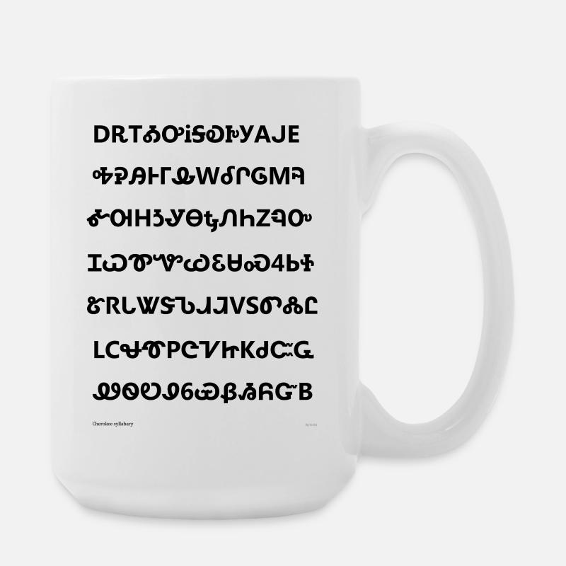 Cherokee-Silbenschrift (schwarz) - Große Tasse 440 ml - Weiß