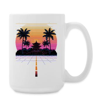 Vaporwave Synthwave Retro Pixel Aesthetic Design - Large Mug 440 ml - white - Right