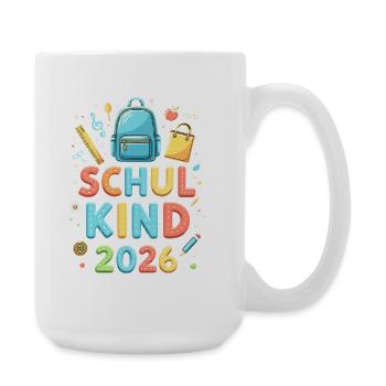 Schulkind 2026 Einschulung 2026 Schulanfang - Große Tasse 440 ml - Weiß - Rechts