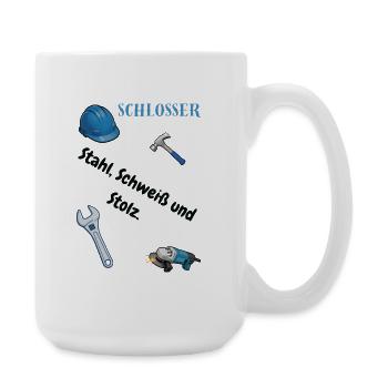Schlosser T-Shirt Lustiges Geschenk Metallbau-Fans - Große Tasse 440 ml - Weiß - Rechts