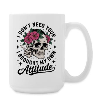 Crâne de couronne florale avec votre propre attitude cadeau - Grande tasse 440 ml - blanc - Droite