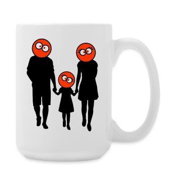 Familie Silhouette Liebe Kinder Eltern Mama Papa - Große Tasse 440 ml - Weiß - Rechts