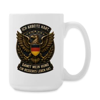Ich arbeite hart.  - Große Tasse 440 ml - Weiß - Rechts