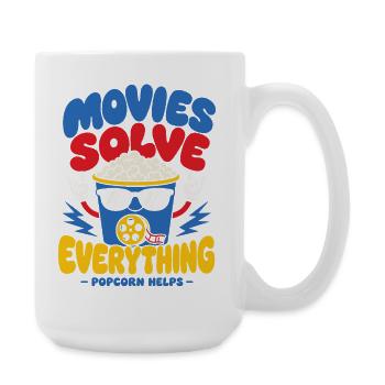 Movies Solve Everything Popcorn - Große Tasse 440 ml - Weiß - Rechts