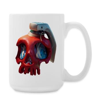Red skull with VR headset - Large Mug 440 ml - white - Right