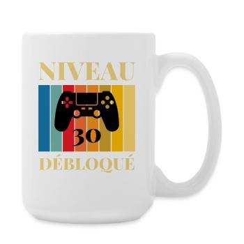 Niveau 30 Debloque T-Shirt Cadeau Humour - Grande tasse 440 ml - blanc - Droite