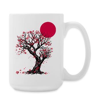 Karmesinblüten-Mondbaum - Große Tasse 440 ml - Weiß - Rechts