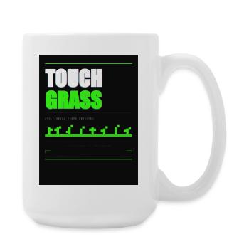 TOUCH GRASS – T-shirt Streetwear glitch - Grande tasse 440 ml - blanc - Droite