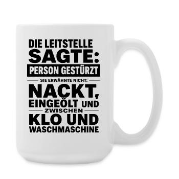 Person Gestürzt, Details Verschwiegen - Große Tasse 440 ml - Weiß - Rechts