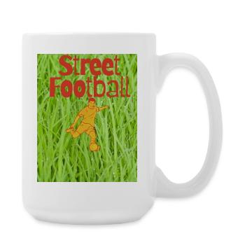 Straßenfußball auf Rasen - Große Tasse 440 ml - Weiß - Rechts
