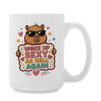 Réveillé sexy à mort - Capybara rétro drôle - Grande tasse 440 ml - blanc - Droite