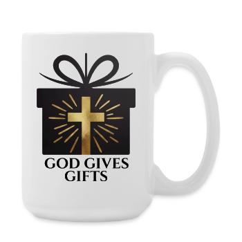 God Gives Gifts – schwarz - Große Tasse 440 ml - Weiß - Rechts