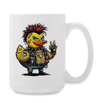 Canard en caoutchouc punk mâle avec crête - Grande tasse 440 ml - blanc - Droite