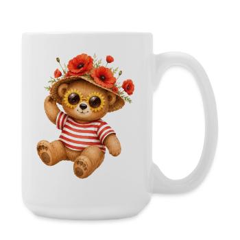 Petit ours mignon en été avec un chapeau de pavots - Grande tasse 440 ml - blanc - Droite