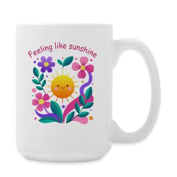 Feeling the sun: floral motif - Large Mug 440 ml - white - Right