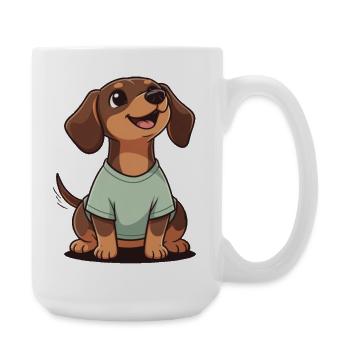 Happy Dachshund Cartoon Heartwarmer Shirt A SHORT LE - Grande tasse 440 ml - blanc - Droite