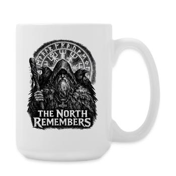 Nordic Rune Guardian in Raven Cloak - Large Mug 440 ml - white - Right