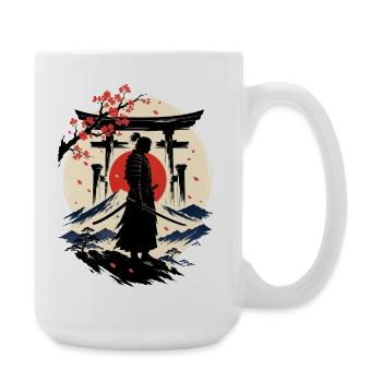 Samurai im Land der Kirschblüten - Große Tasse 440 ml - Weiß - Rechts