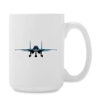 Blauer Kampfjet Frontansicht - Große Tasse 440 ml - Weiß - Rechts
