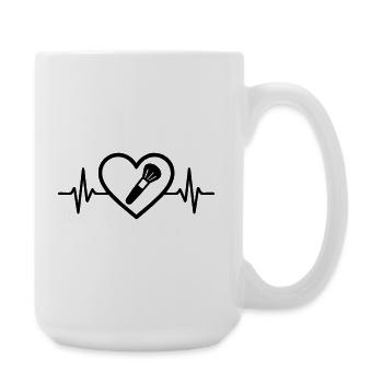 Herz + Kosmetiker / Kosmetikerin – Super Eltern Be - Große Tasse 440 ml - Weiß - Rechts