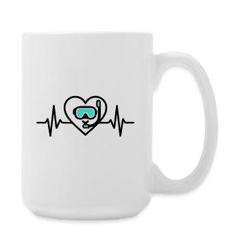 Herz Tauchen – Leidenschaft Meer - Große Tasse 440 ml - Weiß - Rechts