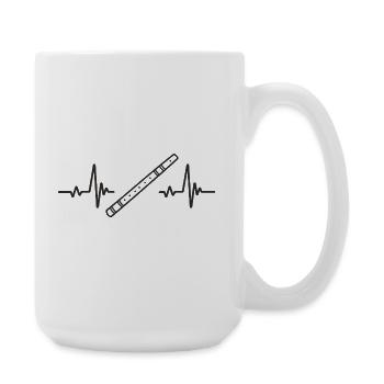 Flûte Traversière Musique Vent Rythme Mélodie Cœur - Grande tasse 440 ml - blanc - Droite
