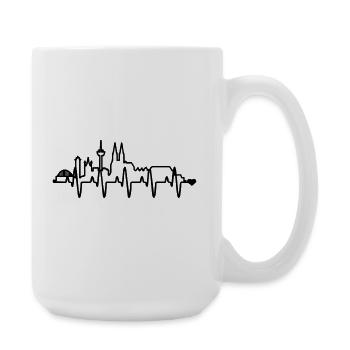 Koeln_skyline_herzschlag - Large Mug 440 ml - white - Right