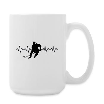 Eishockey Hockey Spieler EKG Herzschlag - Große Tasse 440 ml - Weiß - Rechts