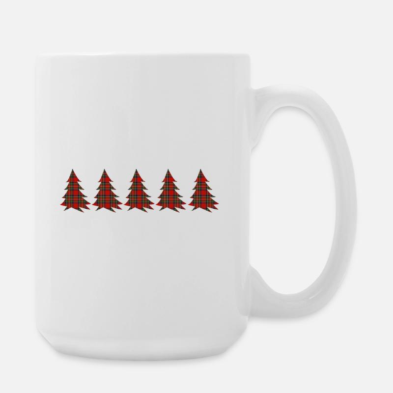 Forest Tartan Trees - Large Mug 440 ml - white