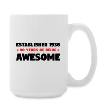 Established 1936 90 Jahre Awesome Geburtstag - Große Tasse 440 ml - Weiß - Rechts