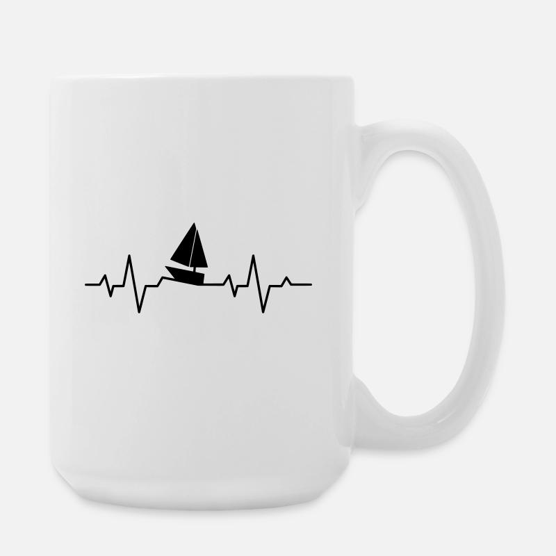 Gift for Sailor, Sailing Heartbeat Motif - Large Mug 440 ml - white