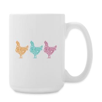 Fans de poulet - Coq - Coq - Poulet fleur - Bio - Grande tasse 440 ml - blanc - Droite