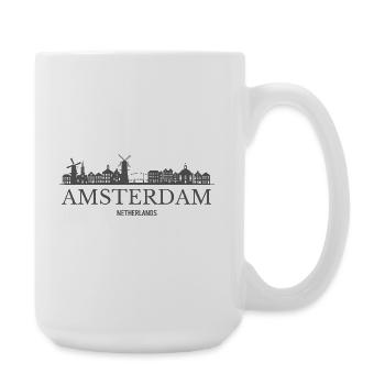 Amsterdam, Pays-Bas, silhouette d’Amsterdam - Grande tasse 440 ml - blanc - Droite
