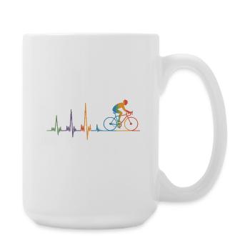 Cyclist Heartbeat ECG Colorful racing cyclist - Large Mug 440 ml - white - Right